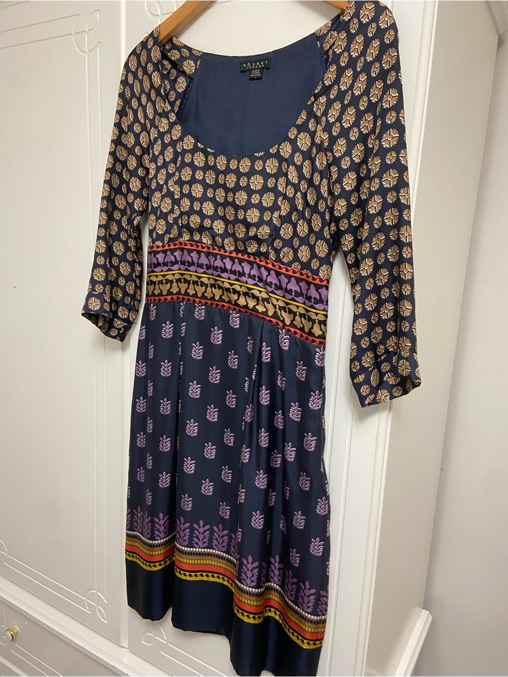 Nougat London Navy Patterned Midi Dress